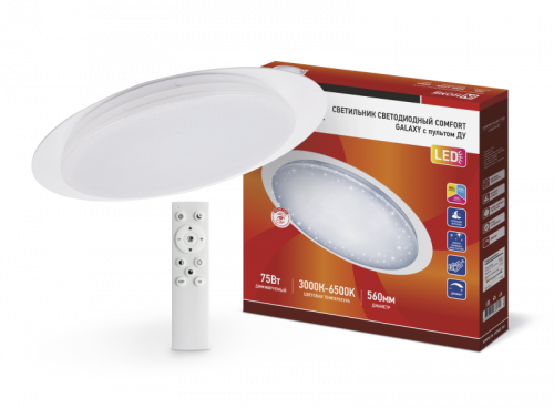 Светильник светодиодный COMFORT GALAXY 75Вт 230В 3000-6500K 6000Лм 560x85мм с пультом ДУ IN HOME