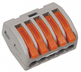 Клемма СМК (серая с защелками, 5 отверстий, 0.2-4.0 мм2) 07-5255-4