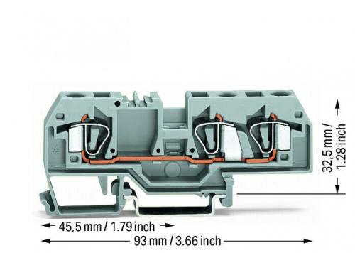 Клемма 0.2-6мм.кв. трехпроводная проходная