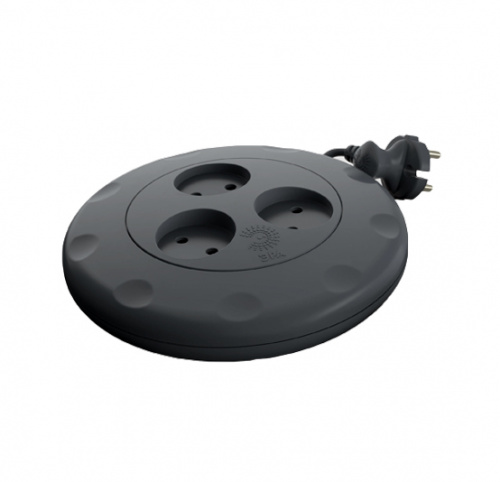 Удлинитель-рулетка (черный, б/з, 2x0.75мм2, 3гн, 3м) ЭРА